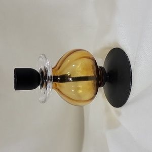 Erik Hoglund Iron And Anberr Glass Candle Holder